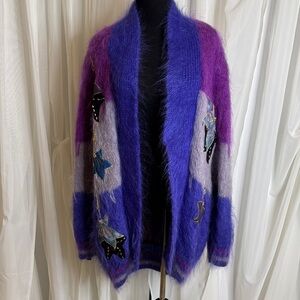 Mohair Open Cardigan Sweater by Turkish designer BUTIK MEHMET, size XL